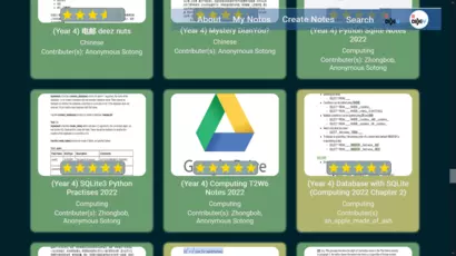 Preview of PeerView, which allows you to search, filter, as well as upload online notes